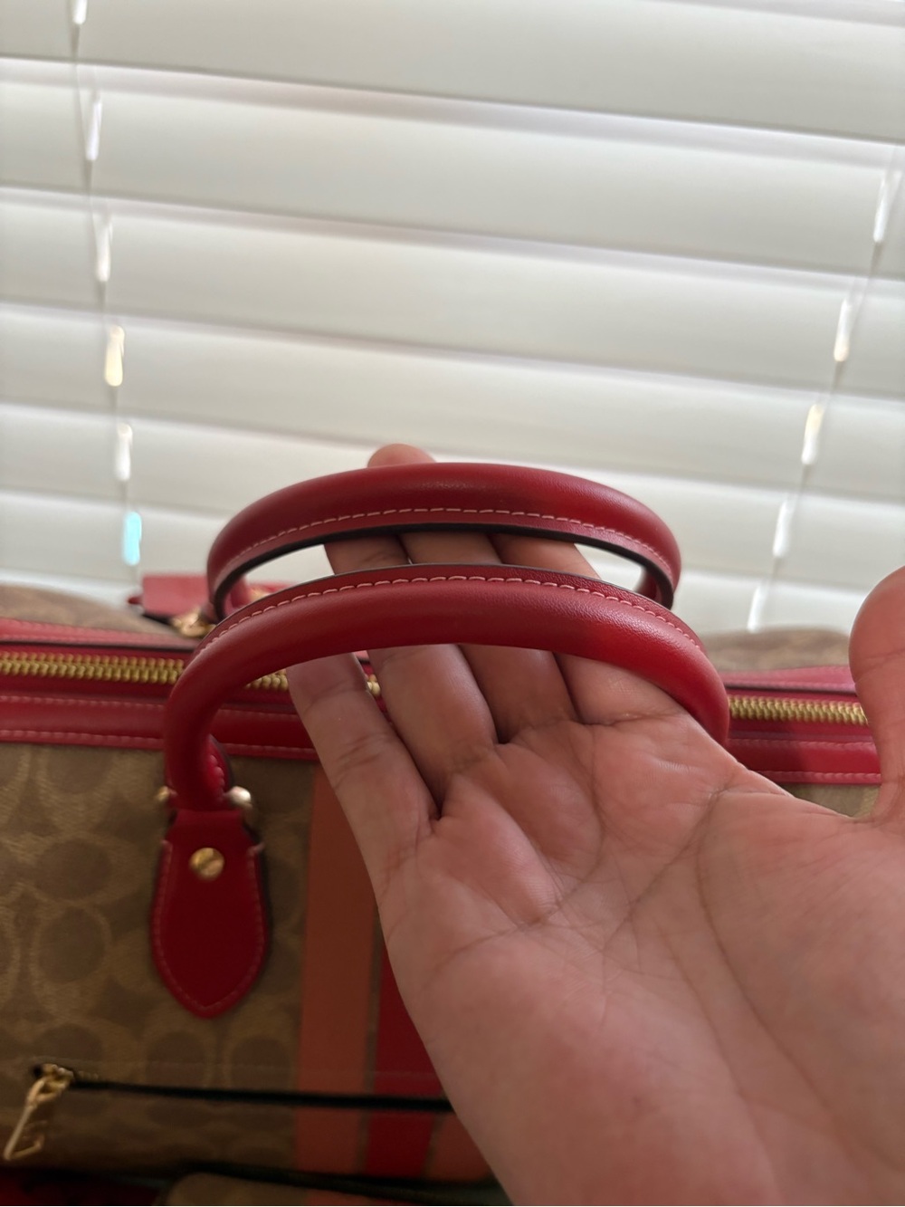 ❤️Coach Rowan Satchel Large Signature Canvas With Red/ Pink Stripe Set. - Picture 5 of 10